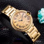 V6 Factory Ballon Bleu De Cartier Champagne Dial All Gold Textured Case Automatic Couple Watch
